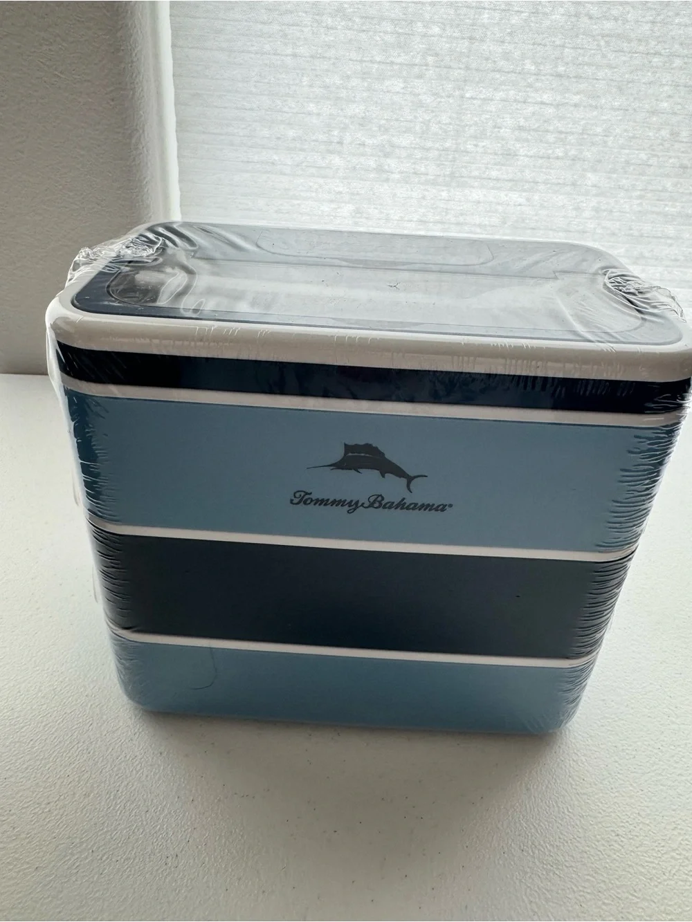 Tommy Bahama Bento Box 3-Tier Lunch Container  Blue New in Box Sealed Plastic